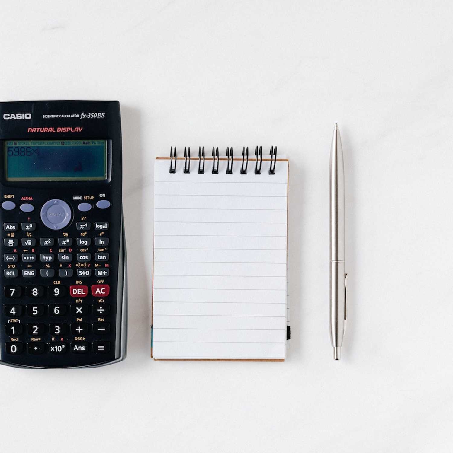 Tools you can use to calculate costs: a pen, some paper and a calculator